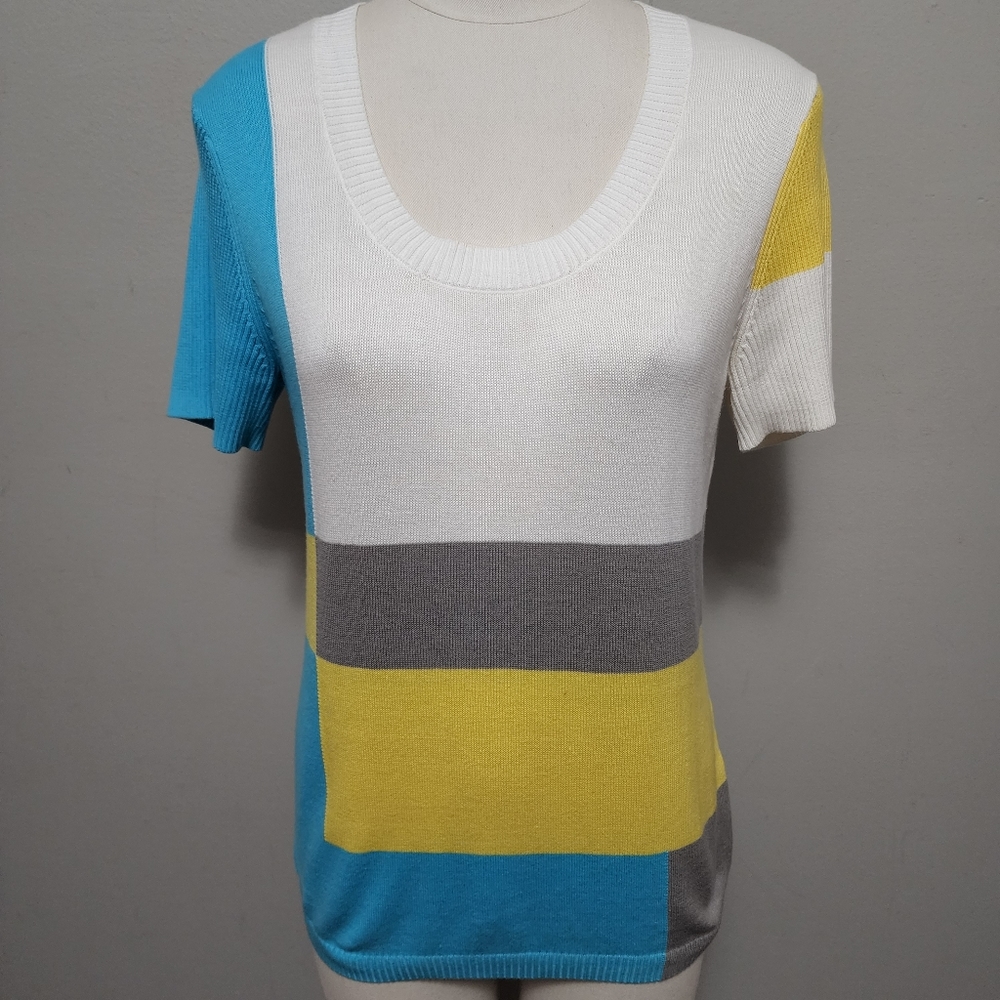 Spanner preppy colorblock scoopneck sweater size small